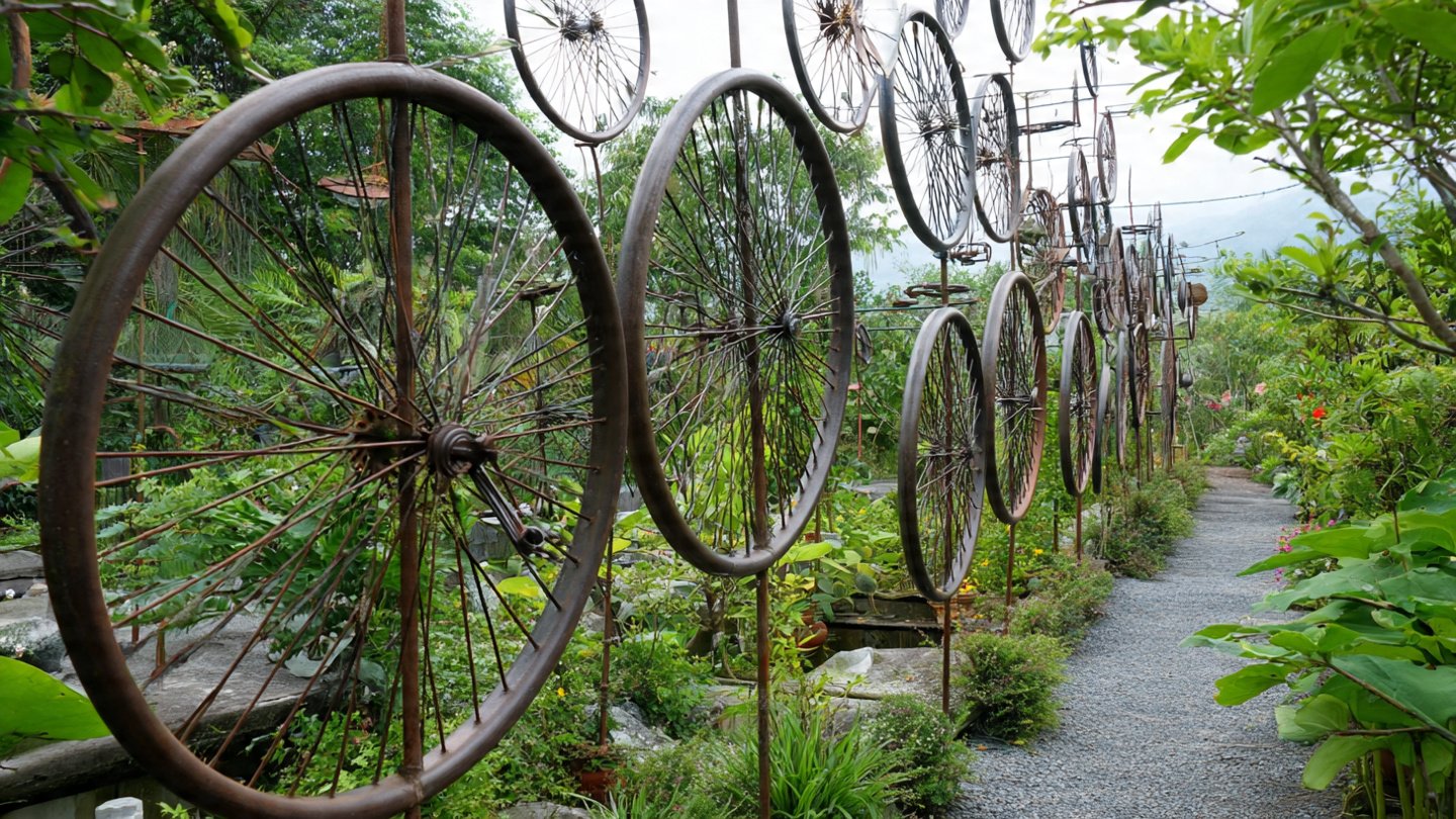 How Can Old Bicycle Wheels Transform Your Garden into a Unique Trellis?