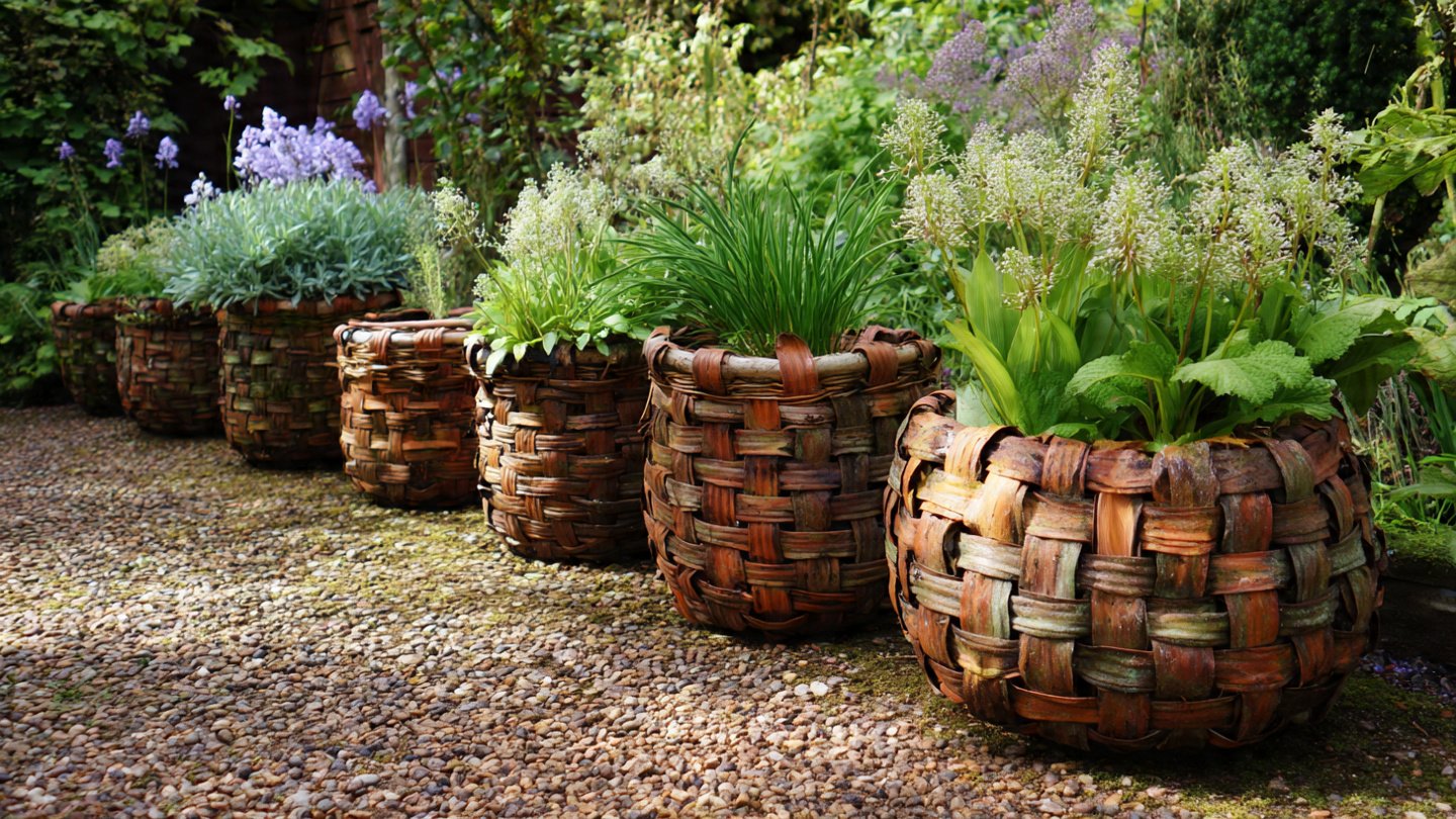 How Can Woven Baskets Transform Your Garden by Concealing Standard Plastic Nursery Pots?