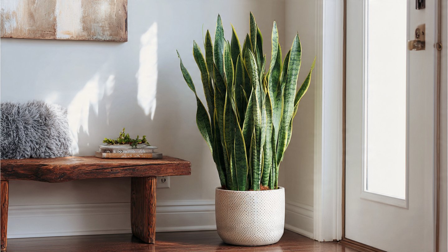 How Can You Transform Your Modern Entryway with a Tall Snake Plant?