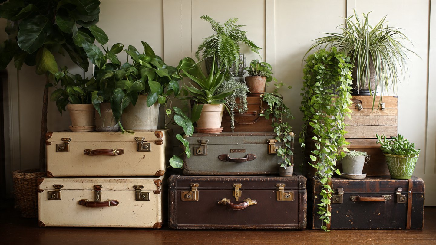 How to Turn Old Suitcases into Indoor Plant Stands